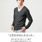 フェイクレイヤードストライプ長袖テレコVネックTシャツ