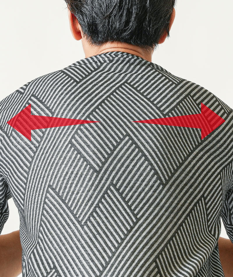 幾何学ジャガード半袖クルーネックTシャツ