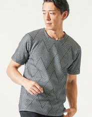 幾何学ジャガード半袖クルーネックTシャツ