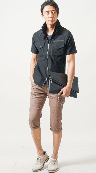 50代メンズのクロップドパンツのおしゃれなコーデ例