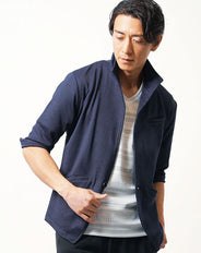 イタリアンカラーワイヤー入り7分袖ジャケット