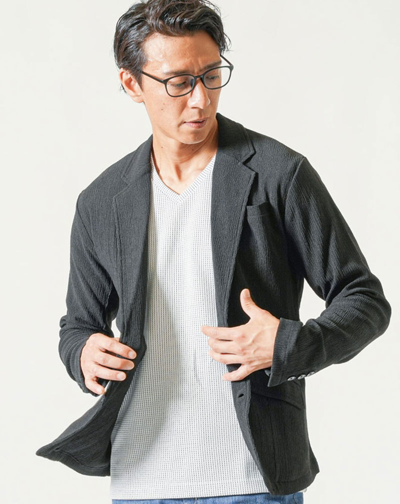 楊柳ストレッチ長袖テーラードジャケット