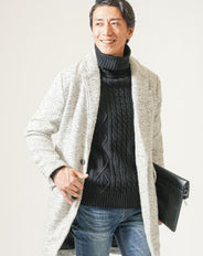 ウールツイードロングチェスターコート