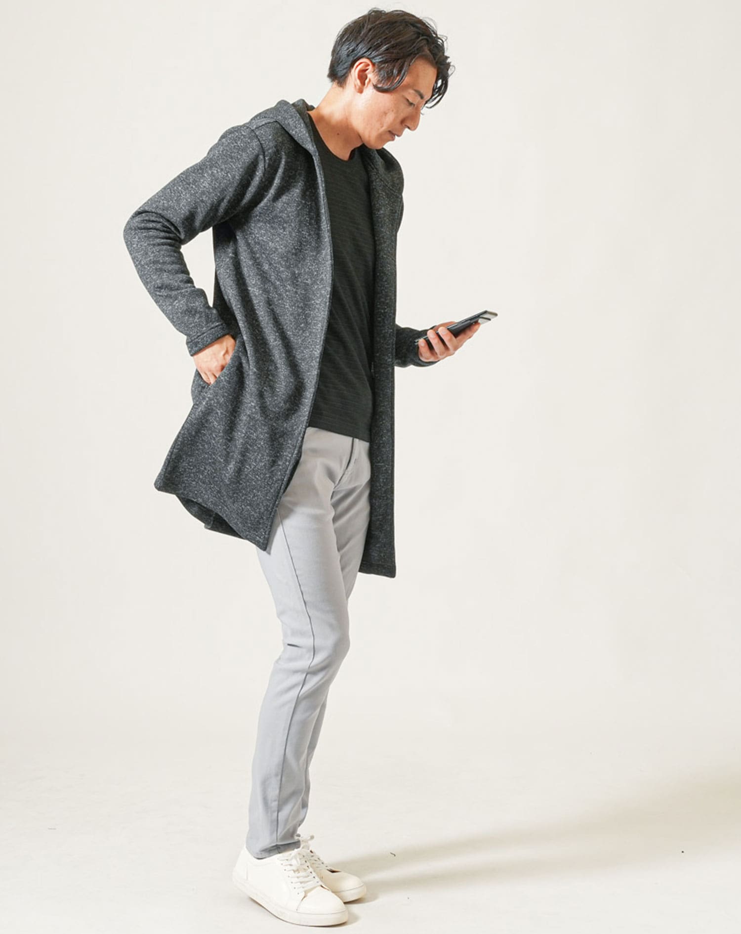 カーディガン ロングカーデ フーディガン メンズ ニット おしゃれ
