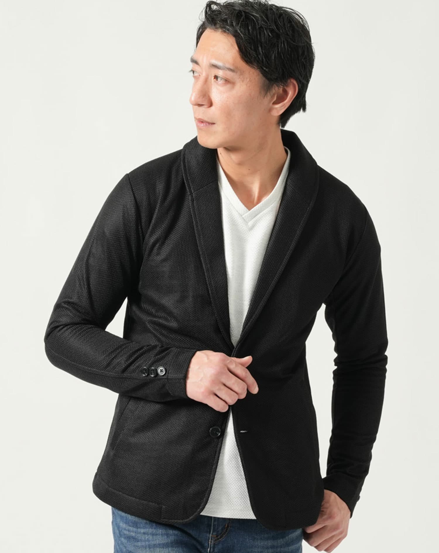 ショールカラー長袖ジャケット