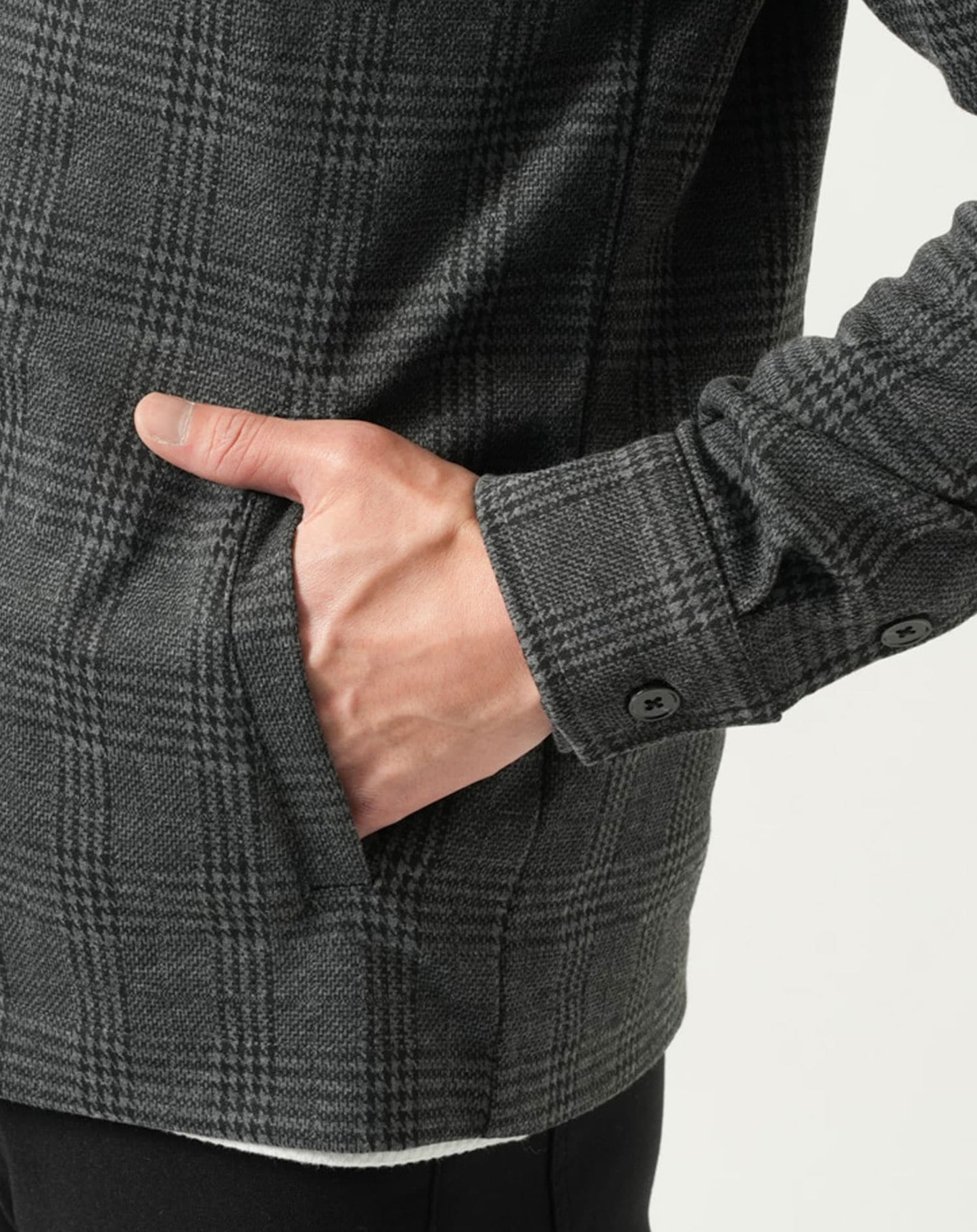 グレンチェックスタンドカラー長袖ジャケット