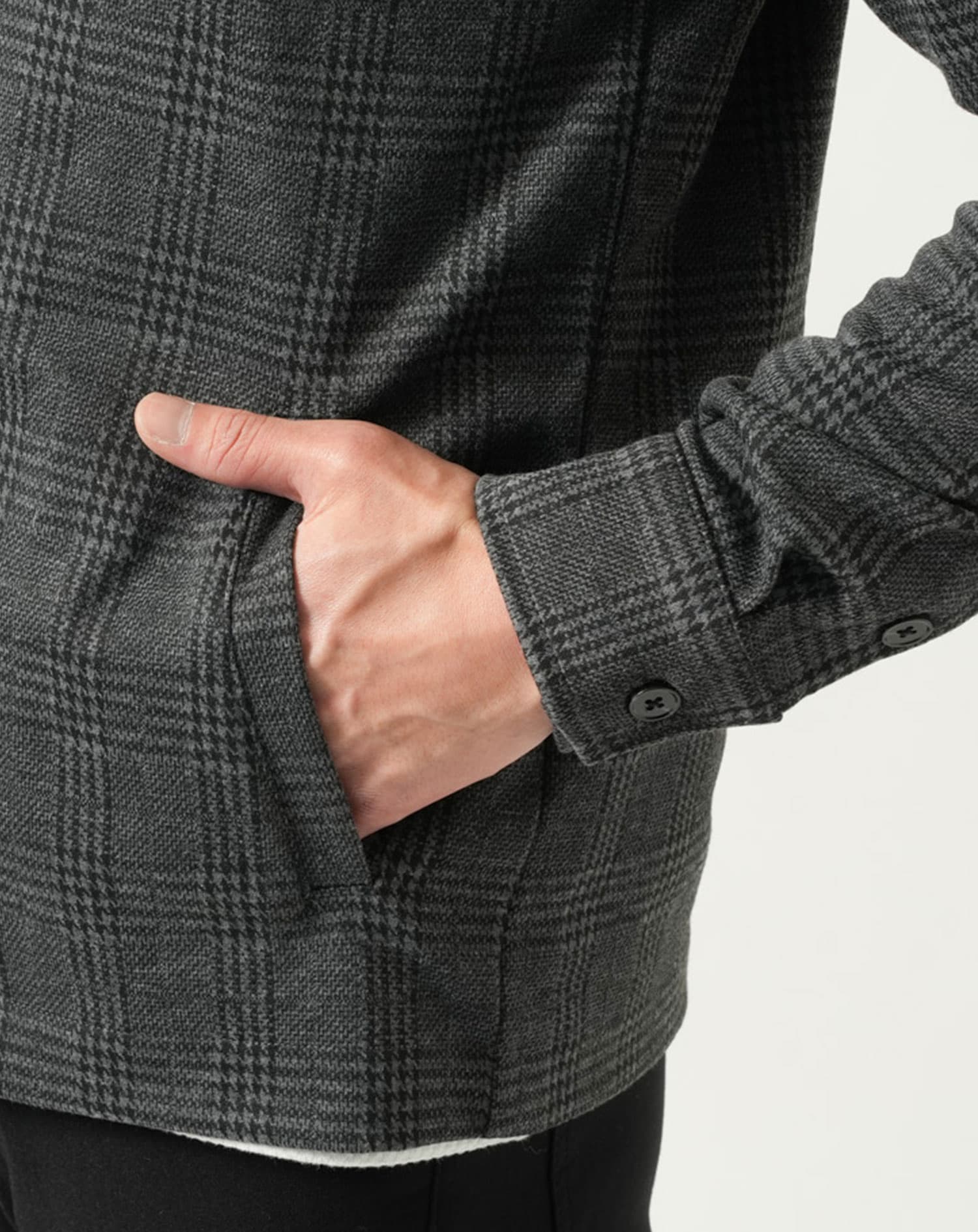 グレンチェックスタンドカラー長袖ジャケット