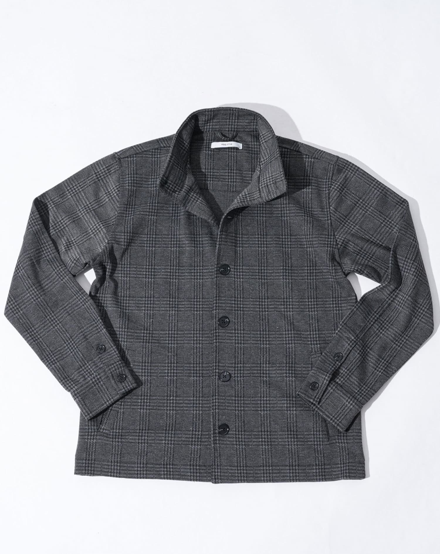 グレンチェックスタンドカラー長袖ジャケット