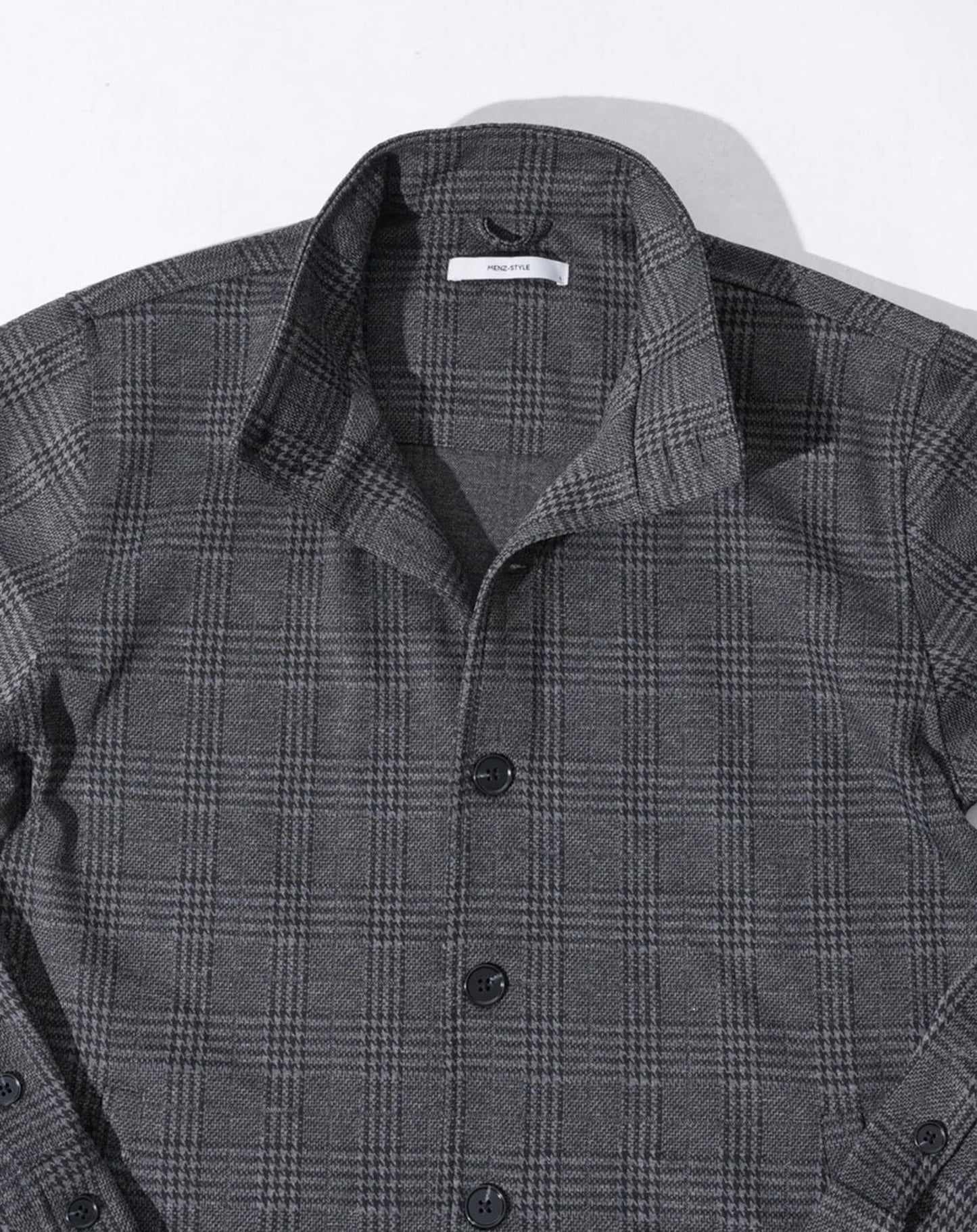 グレンチェックスタンドカラー長袖ジャケット