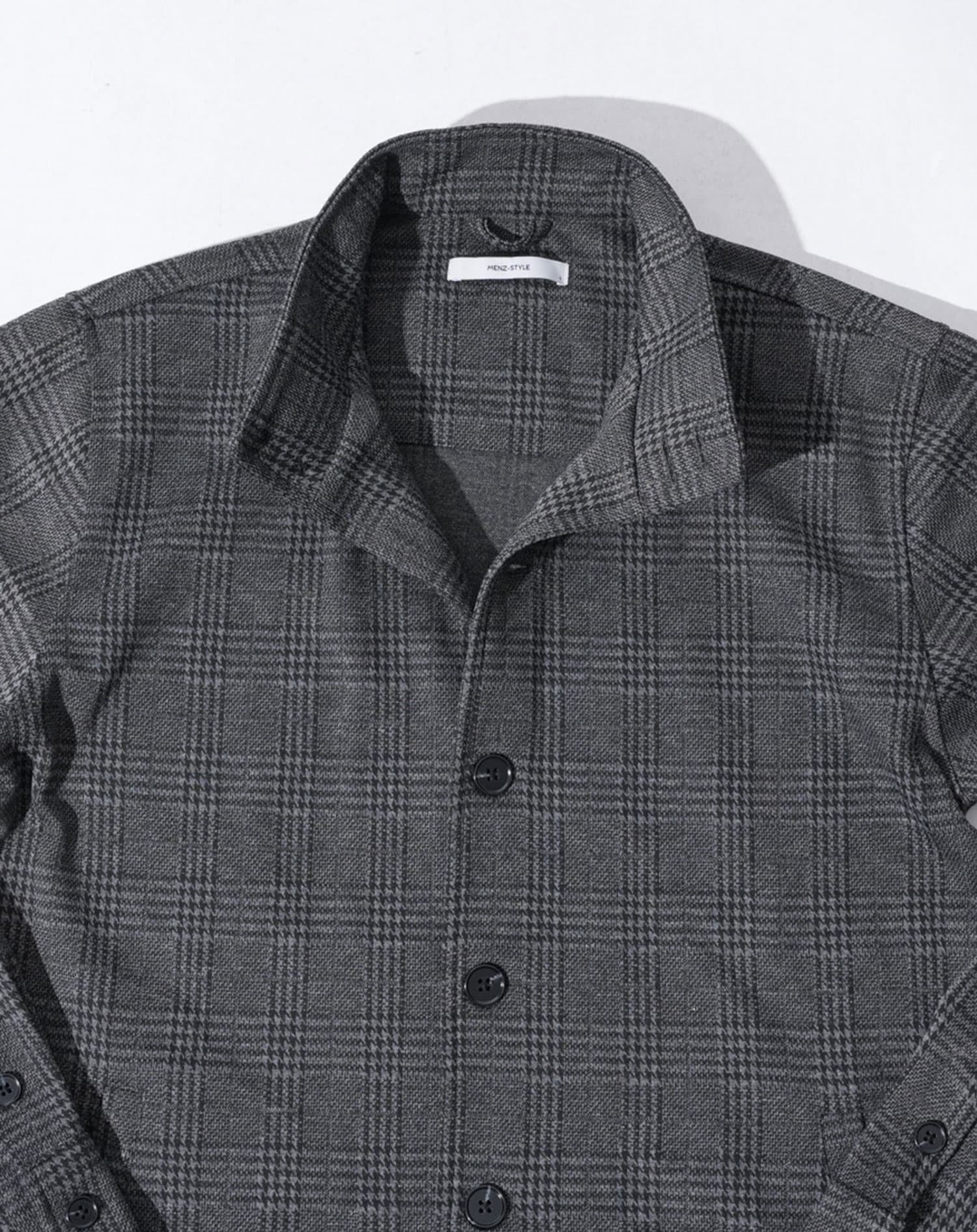 グレンチェックスタンドカラー長袖ジャケット