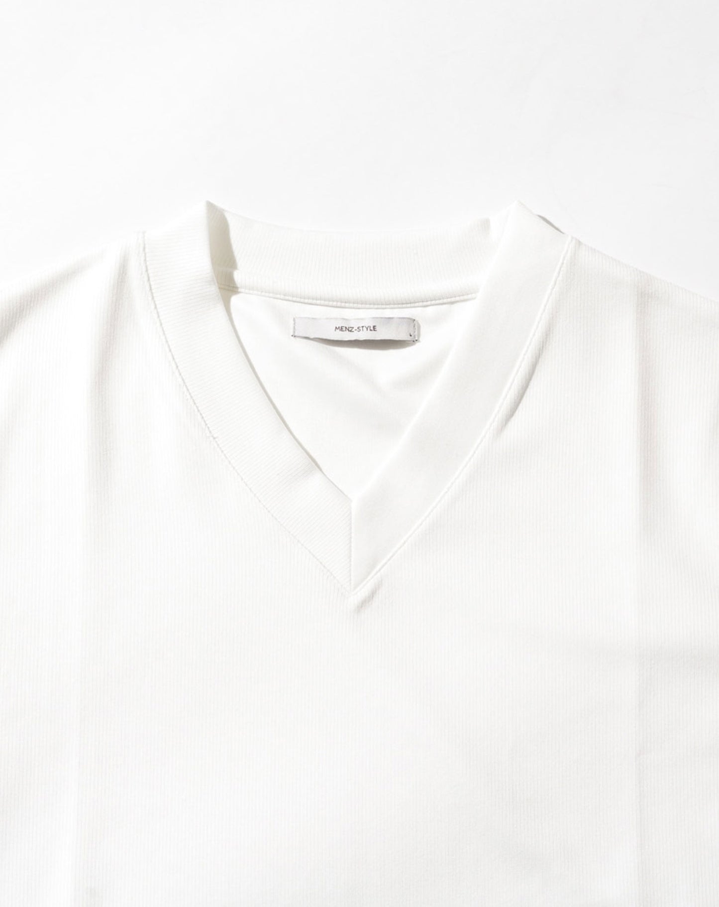 スリムフィットテレコVネック半袖Tシャツ