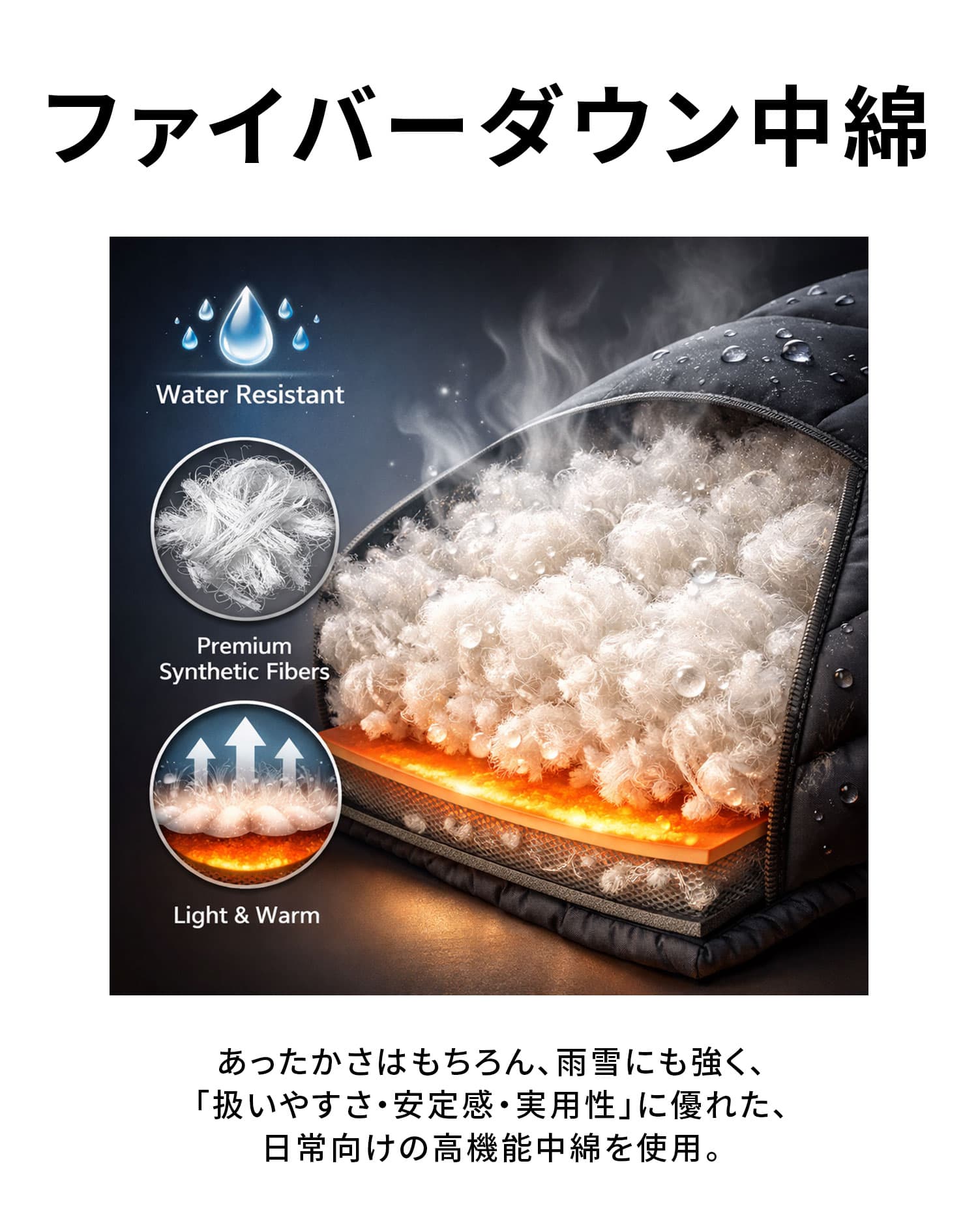 カットジャガード中綿ファイバーダウンジャケット