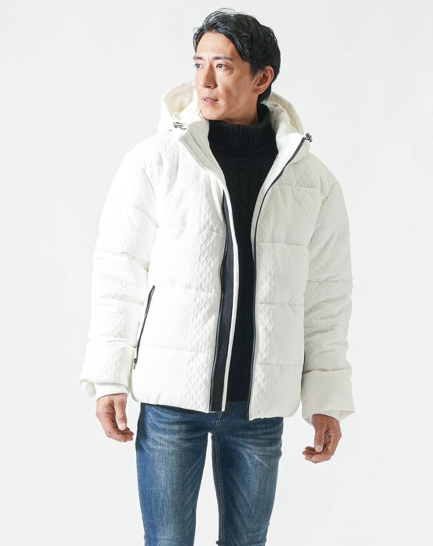 カットジャガード中綿ファイバーダウンジャケット