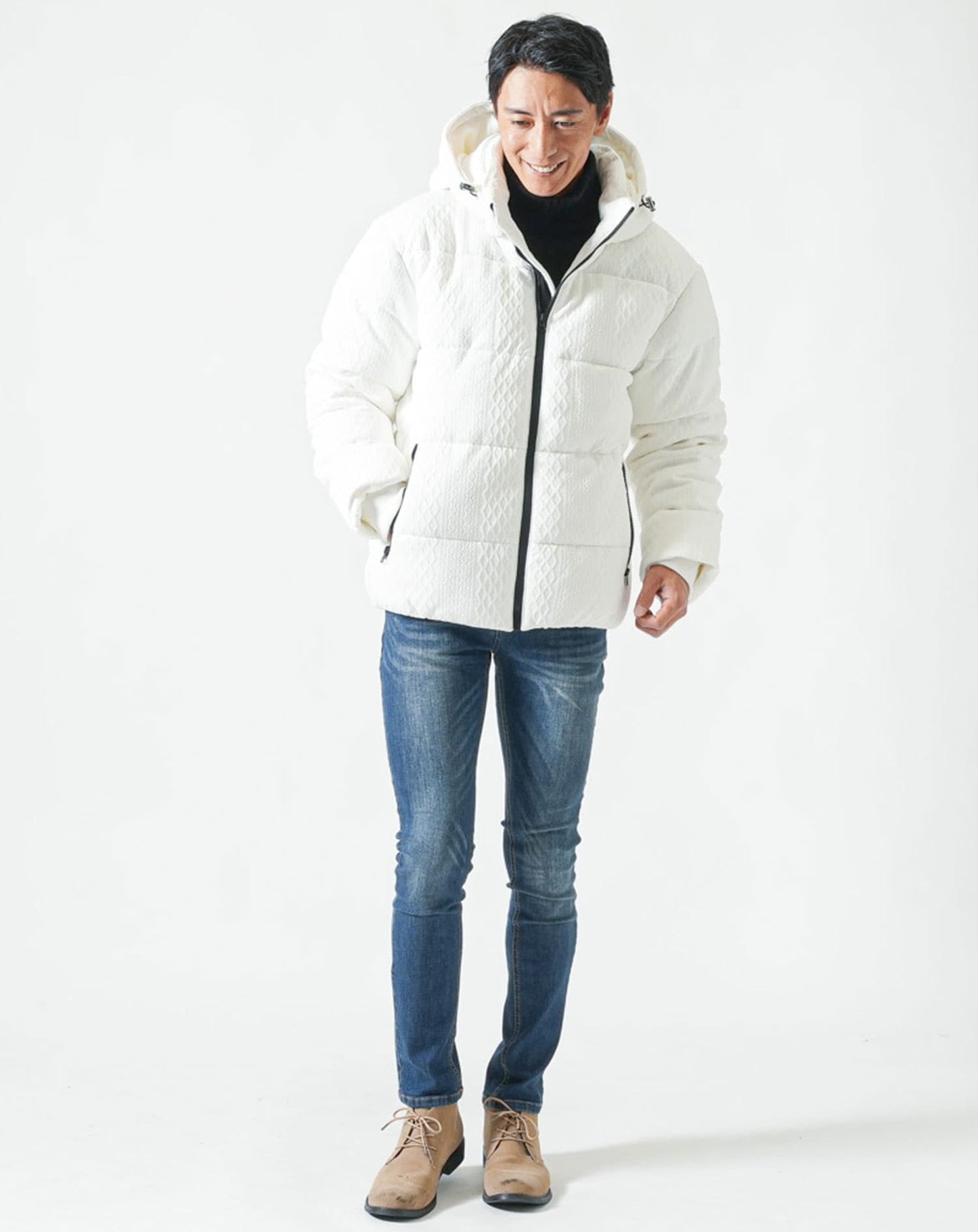 カットジャガード中綿ファイバーダウンジャケット