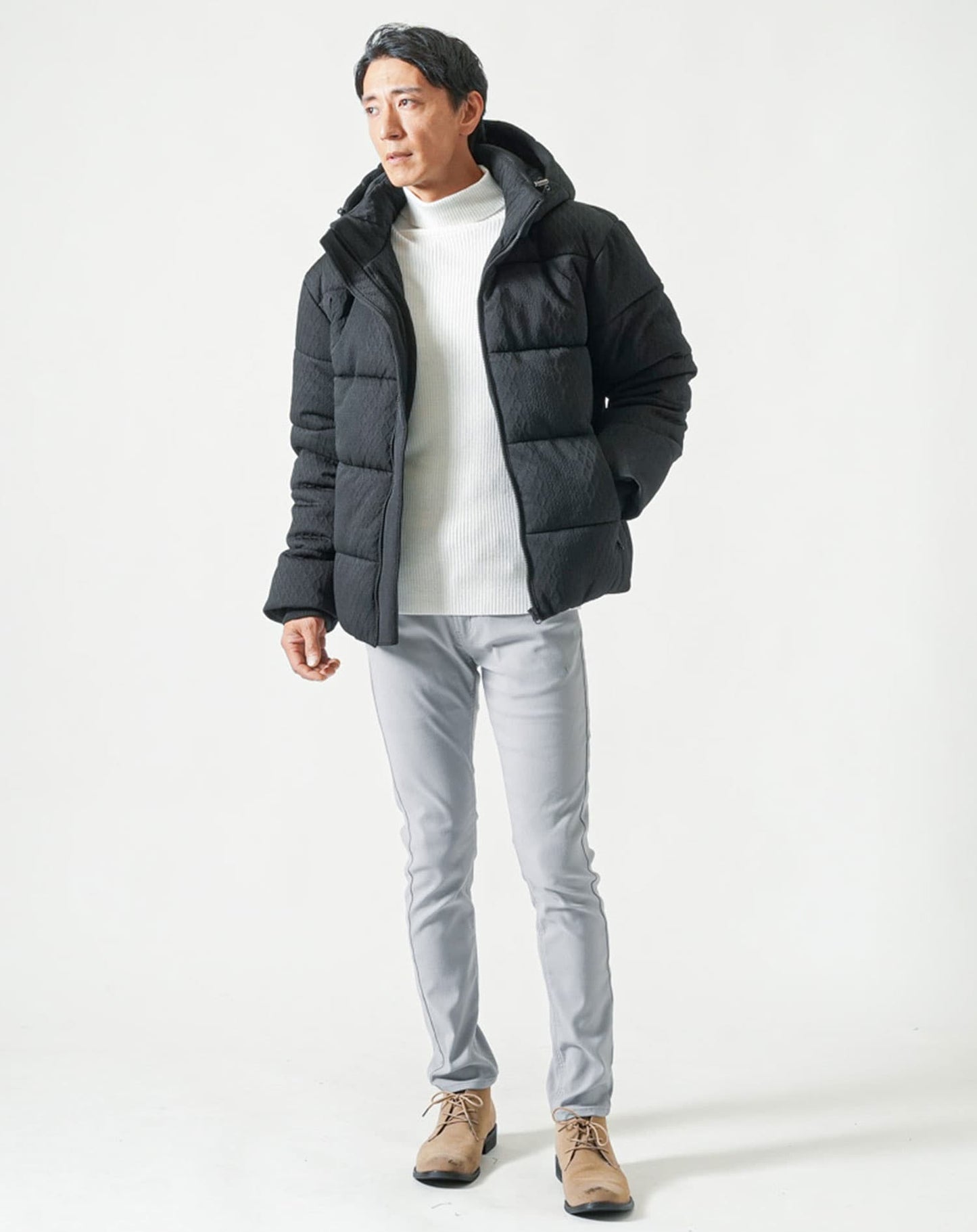 カットジャガード中綿ファイバーダウンジャケット