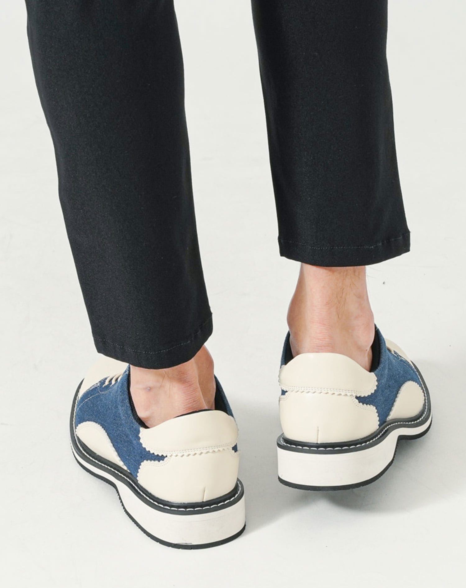 デニム素材切り替えPUレザーローカットスニーカー スニーカー メンズ