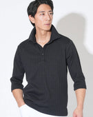 ストライプホリゾンタルカラー7分袖ポロシャツ