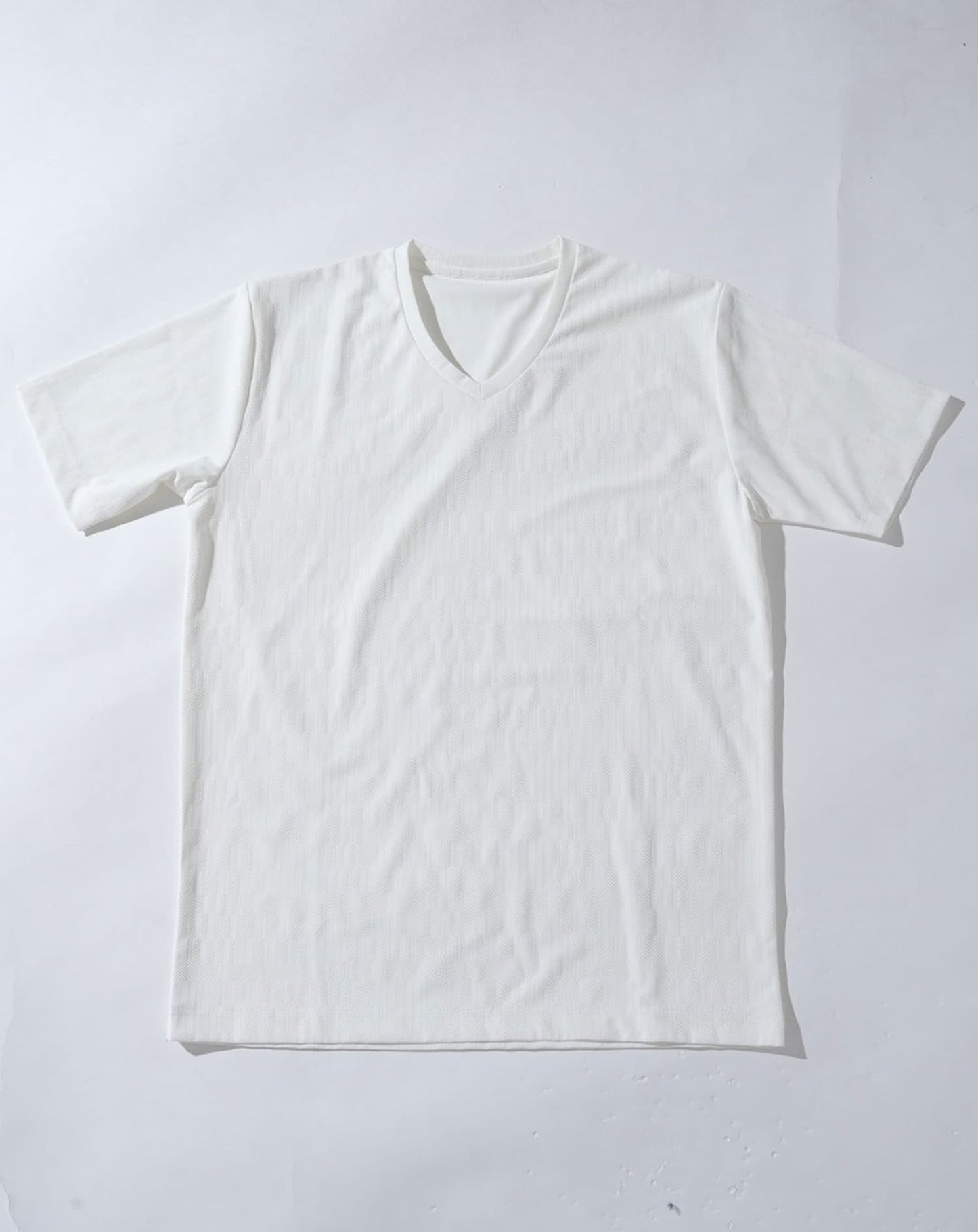 ジャガード半袖VネックTシャツ