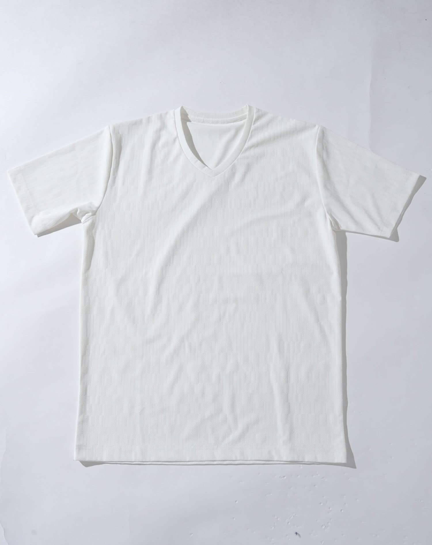 ジャガード半袖VネックTシャツ