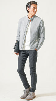 ブーツ×細身パンツを合わせた40代メンズのブーツコーデ例