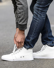 PUレザーハイカットスニーカー