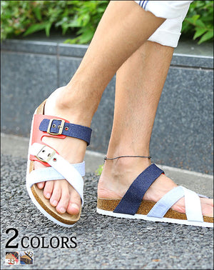 クロスベルトトリコロールカラーサンダル