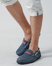 トリコロールデザインスリッポンドライビングシューズ