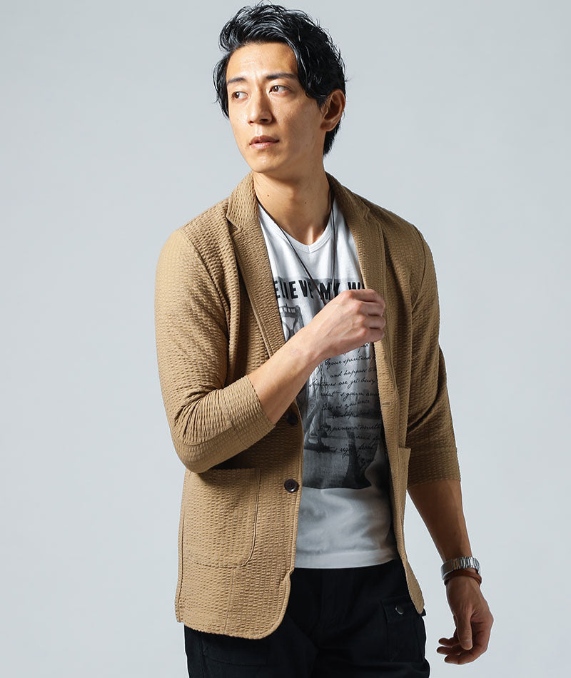 半袖 ジャケット2点 2ボタンテーラードジャケット《セットアップ着用可》 (P2J1501H