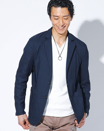 接触冷感スーパーストレッチ長袖テーラードジャケット