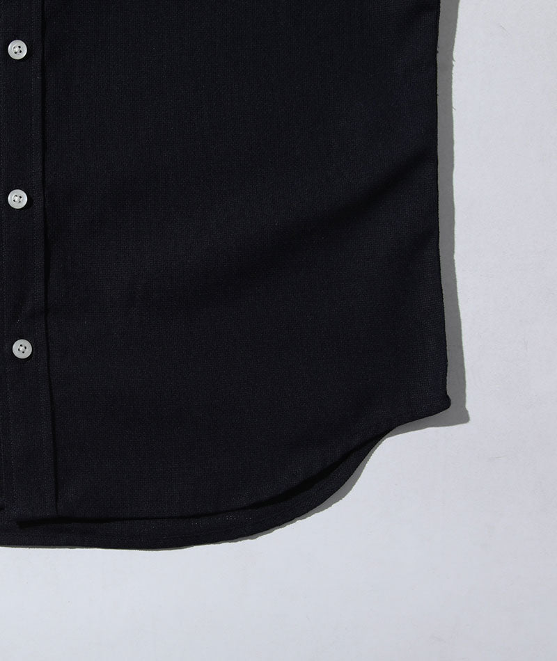 パナマ織り7分袖シャツ×ワッフルクルーネック半袖Tシャツ　2枚セット