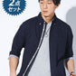 パナマ織り7分袖シャツ×ワッフルクルーネック半袖Tシャツ　2枚セット
