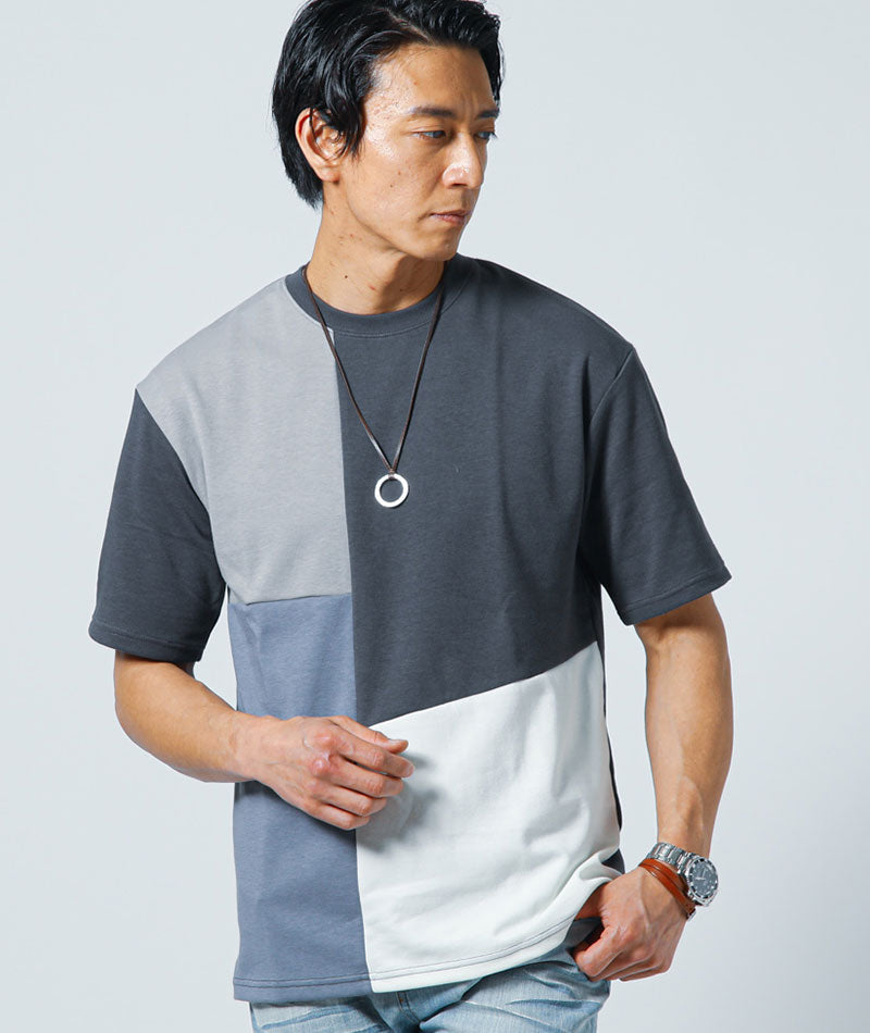 配色切り替え半袖クルーネックTシャツ