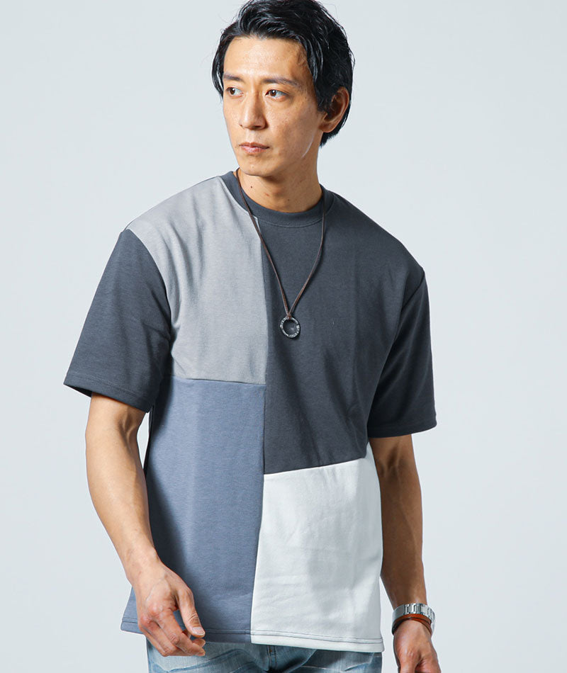 配色切り替え半袖クルーネックTシャツ