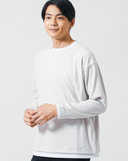 フェイクレイヤード長袖クルーネックTシャツ ｜ メンズファッション通販 MENZ-STYLE(メンズスタイル）
