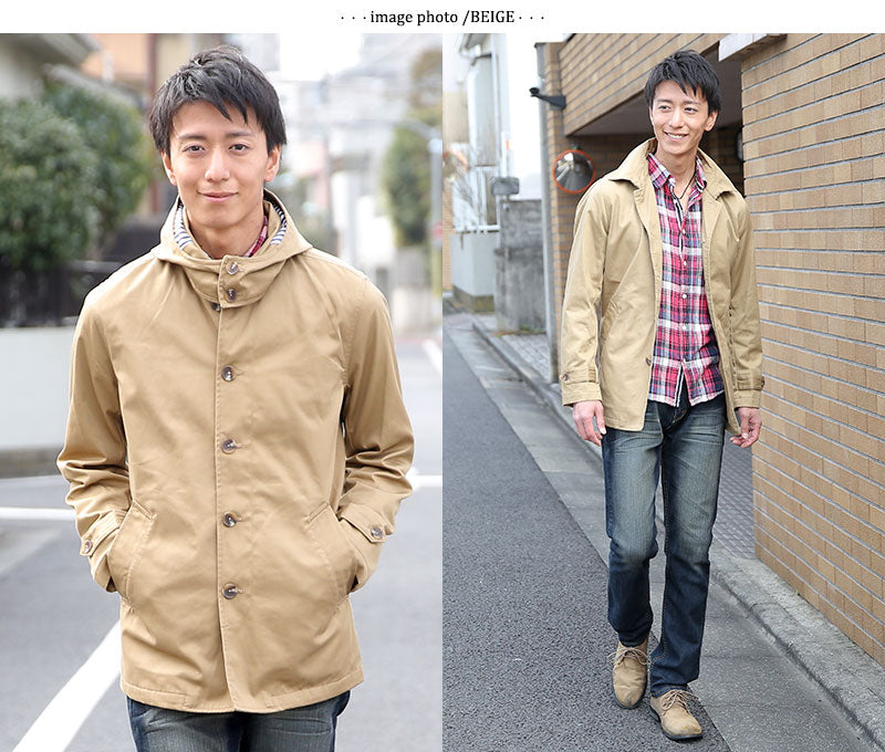 フード脱着トレンチコート