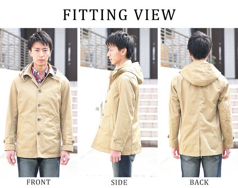 フード脱着トレンチコート