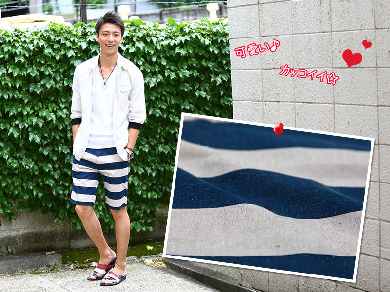 リサイクルコットンボーダーショートパンツ