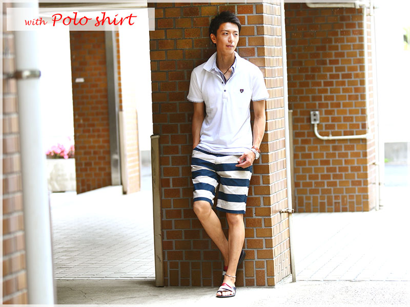 リサイクルコットンボーダーショートパンツ