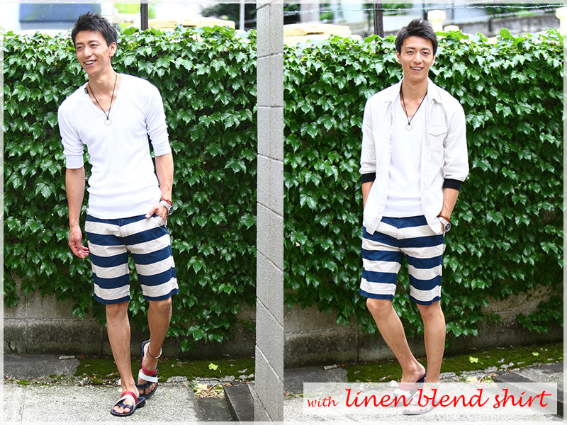 リサイクルコットンボーダーショートパンツ