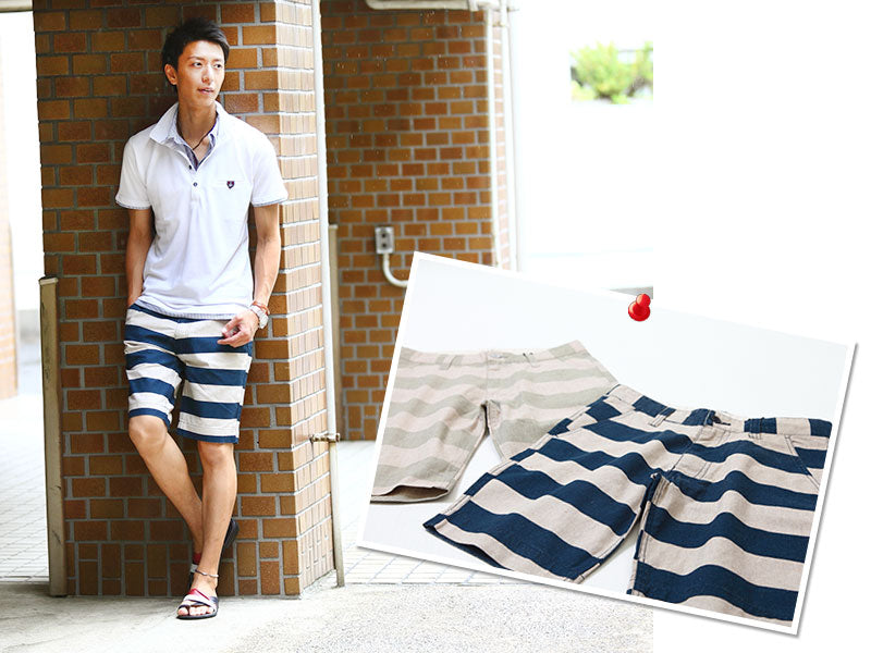 リサイクルコットンボーダーショートパンツ