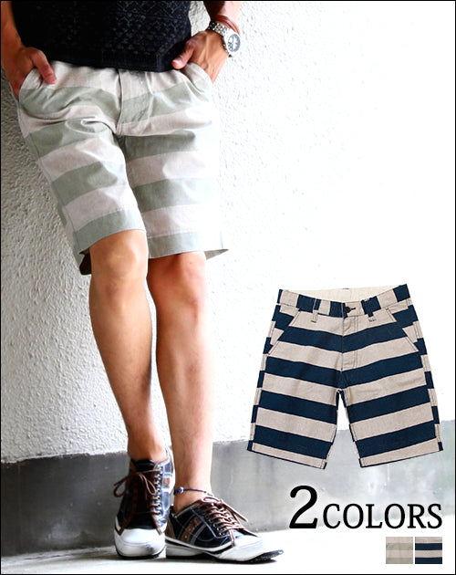リサイクルコットンボーダーショートパンツ