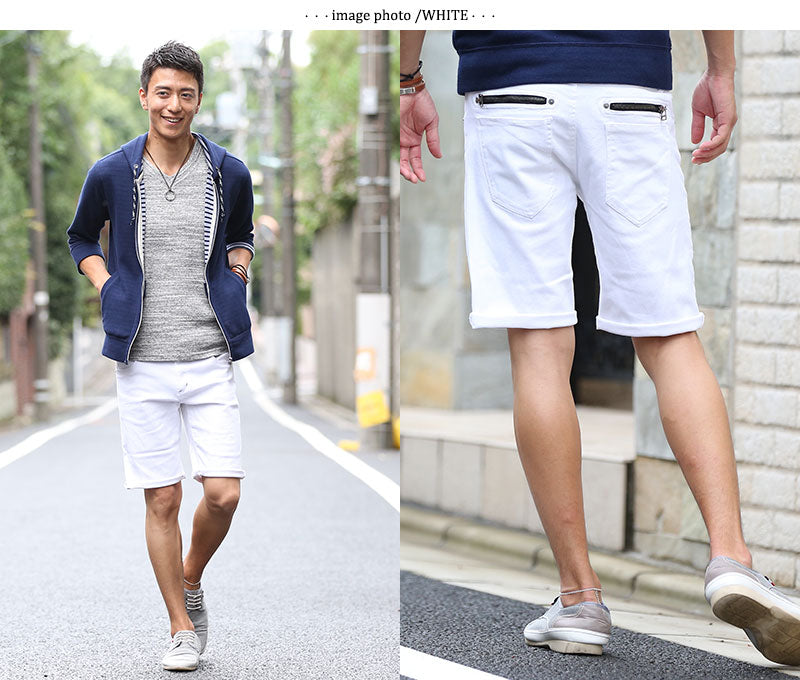 バックジップハーフパンツ