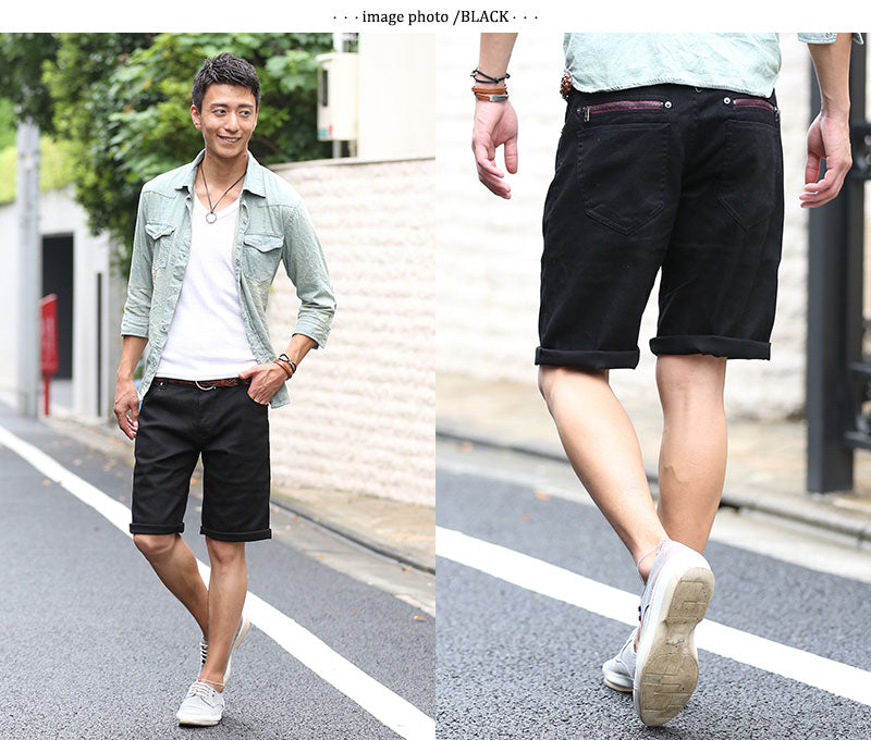 バックジップハーフパンツ