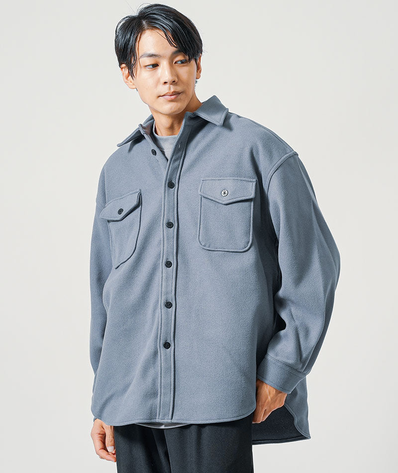 30代向け/メルトンオーバーサイズCPO長袖シャツジャケット