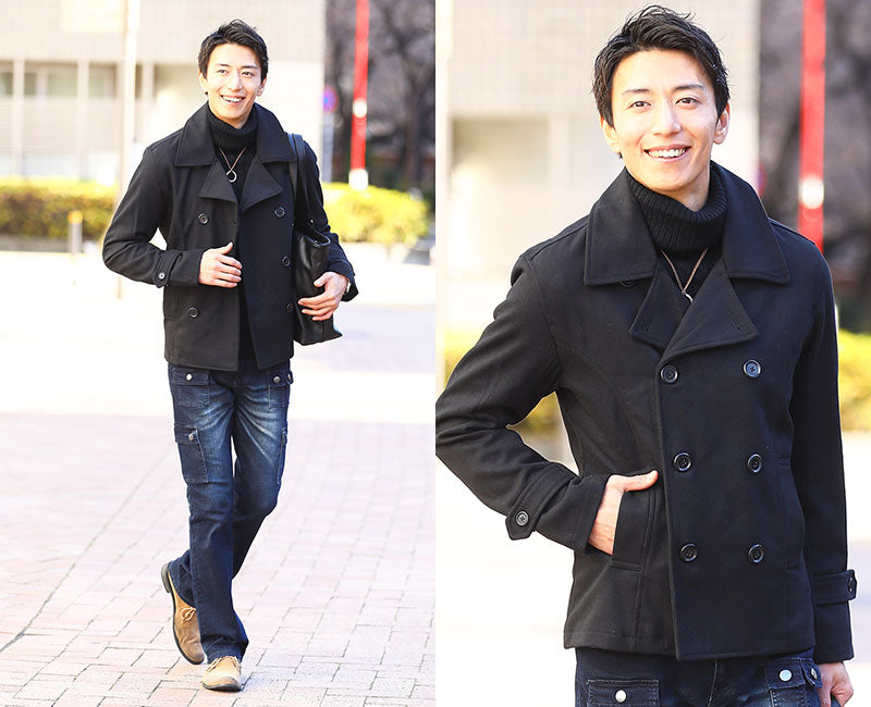 ウールブレンドショート丈Pコート