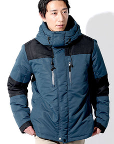 切替カラーダウンジャケットパーカー