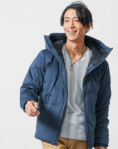 撥水加工ボリュームネックフードシームレスダウンジャケット