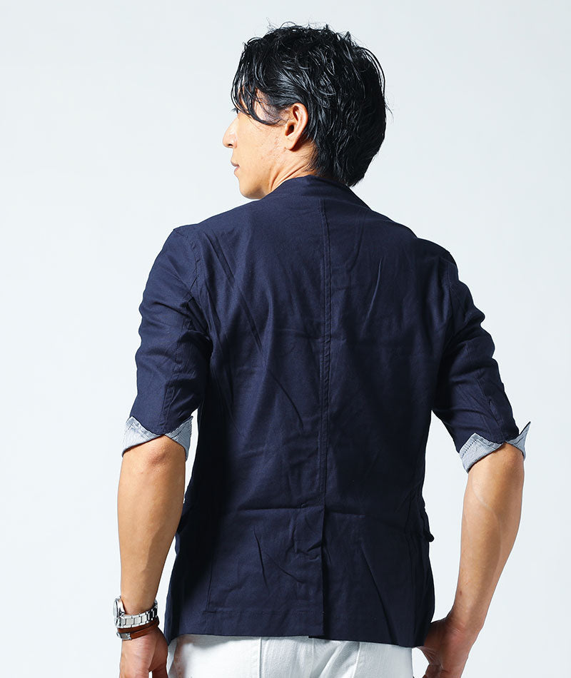 黒テーラードジャケット 綿麻 テーラードジャケット メンズ 綿麻 ストレッチ おしゃれ