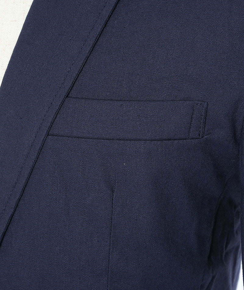 綿麻素材ストレッチ５分袖テーラードジャケット