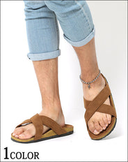フェイクスエード素材クロスベルトサンダル